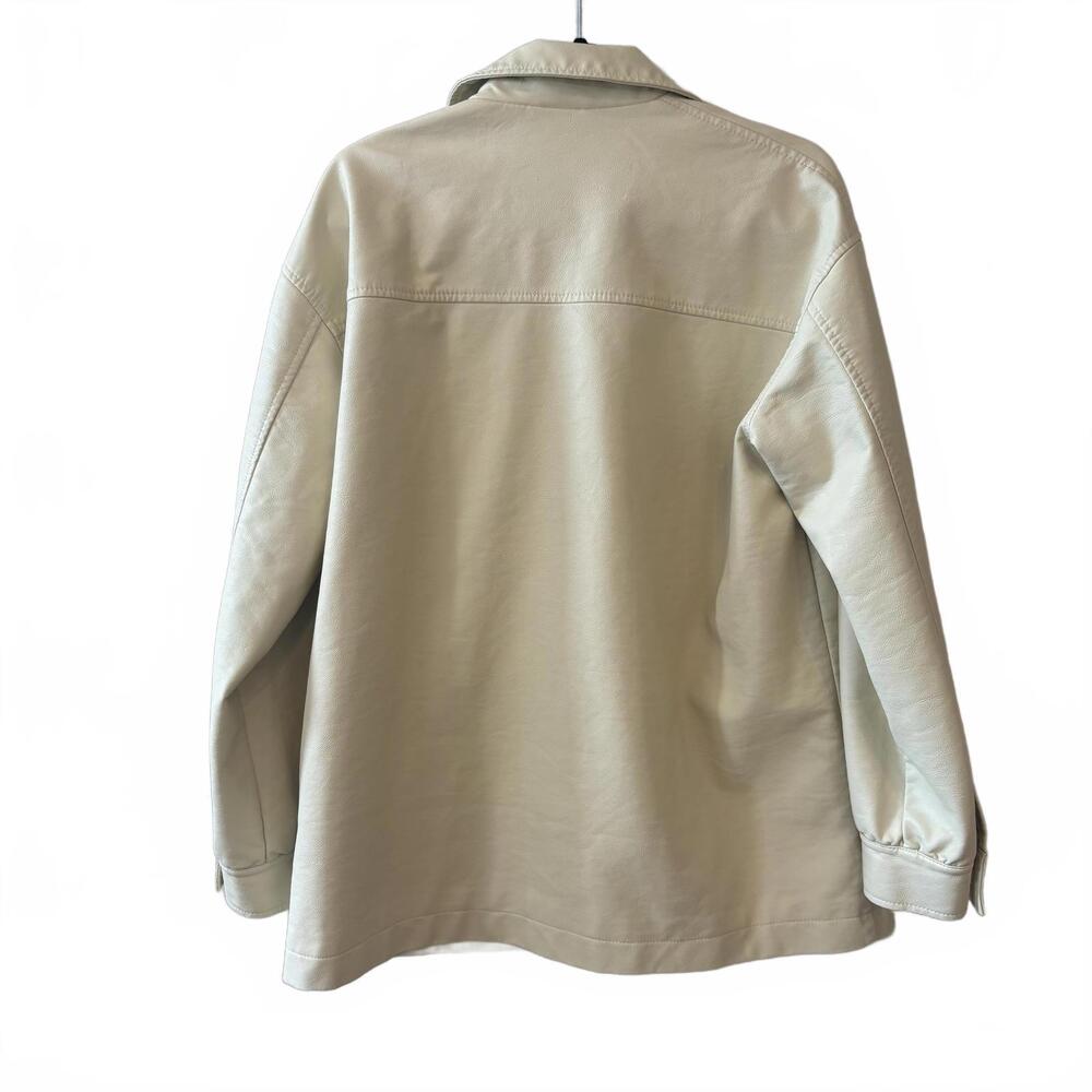 COLLUSION Cream Faux Leather Jacket - Picture 3 of 3